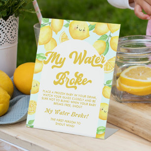 Signe De Table Baby shower de citron My Water Broke Jeu