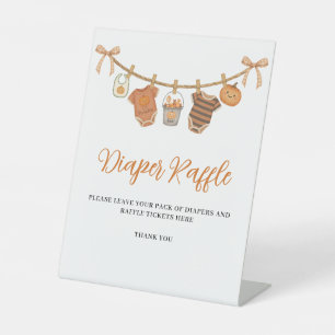 Signe De Table  Baby Shower de Diaper Raffle Orange Halloween Mig