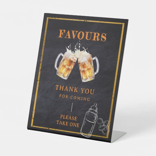 Signe De Table Baby shower de fête de la bière de couche Merci Fa (Recto)