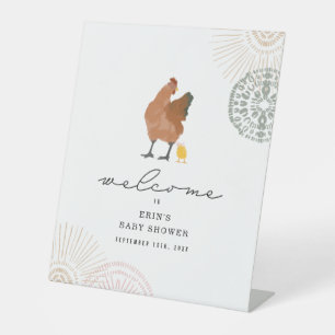 Signe De Table Baby shower de fille de poulet rose