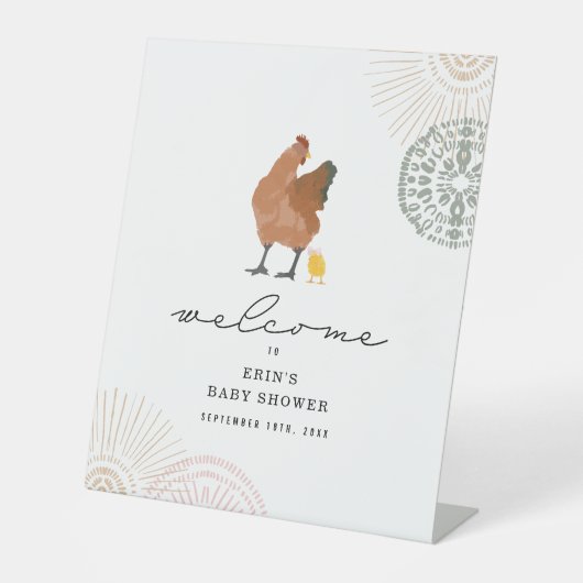 Signe De Table Baby shower de fille de poulet rose (Recto)
