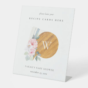 Signe De Table Baby shower de la carte de recette rose Floral