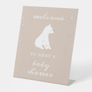 Signe De Table Baby shower de la neigeuse de l'ours polaire Bienv