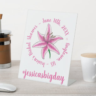 Signe De Table Baby shower de mariée rose Lily Jardin floral