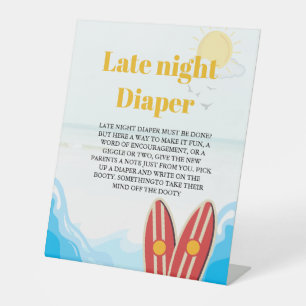 Signe De Table Baby shower de plage surf tard dans la nuit