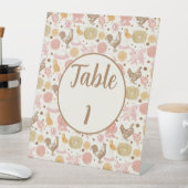 Signe De Table Baby shower de poulet et de fleurs Numéro de table (In SItu)
