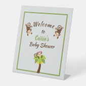 Signe De Table Baby shower de singes mignons Bienvenue Piédestal (Recto)