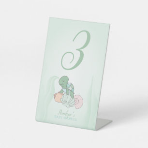 Signe De Table Baby shower de tortue de mer douce Numéro de table