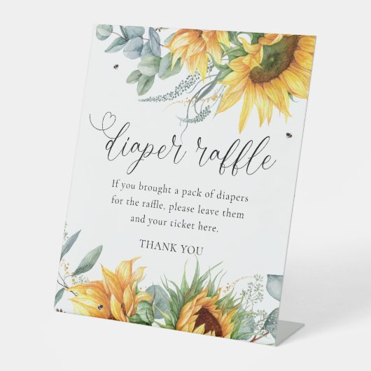 Signe De Table Baby shower de tournesol rustique Raffle de couche (Recto)