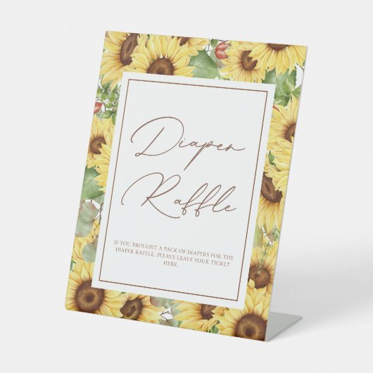 Signe De Table Baby shower de tournesol verdoyant Raffle (Recto)