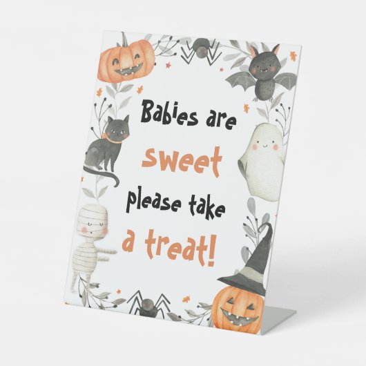 Signe De Table Baby shower d'Halloween mignon Bébés sont doux sig (Recto)