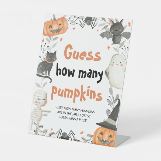 Signe De Table Baby shower d'Halloween mignon Devinez combien de  (Recto)