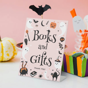 Signe De Table Baby shower d'Halloween rose mignonne Livres et Ca