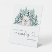 Signe De Table Baby shower D'Hiver De L'Ours Polaire Devinez Comb (Recto)