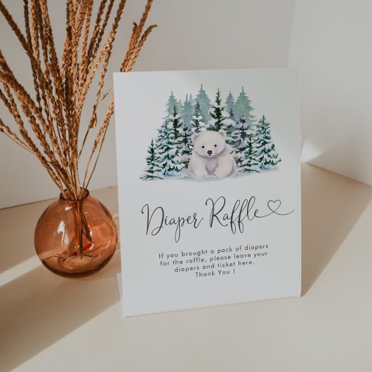 Signe De Table Baby shower d'hiver de l'ours polaire Raffin
