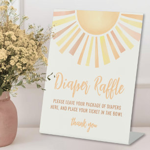 Signe De Table Baby Shower Diaper Raffle Thème Soleil Ensoleillé