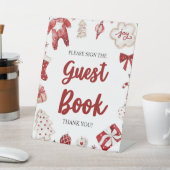 Signe De Table Baby shower du livre d'hôtes Red Winter Christmas (In SItu)