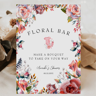 Signe De Table Baby-Shower Élégant 'Composez Votre Bouquet Floral