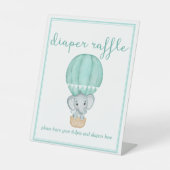 Signe De Table Baby shower éléphant vert de la couche Raffle (Recto)