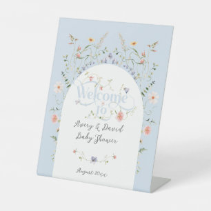 Signe De Table Baby shower fleur sauvage Blue Boy Bloom