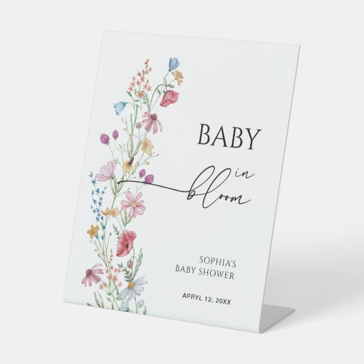 Signe De Table Baby shower fleur sauvage en fleurs (Recto)