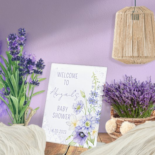 Signe De Table Baby shower Fleur sauvage Lavender Boho Bienvenue