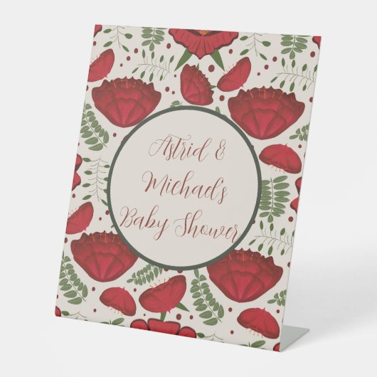 Signe De Table Baby shower fleur sauvage Red Poppy (Recto)