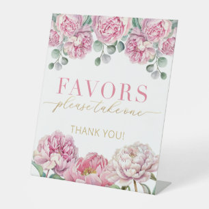 Signe De Table Baby shower Floral rose et or "Please Take One"