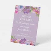 Signe De Table Baby shower floral rose pourpre pour bébé (Recto)