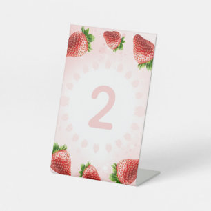 Signe De Table Baby shower fraise Numéro de tableau