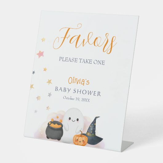 Signe De Table Baby shower Halloween Little Boo Favorisera la fêt (Recto)