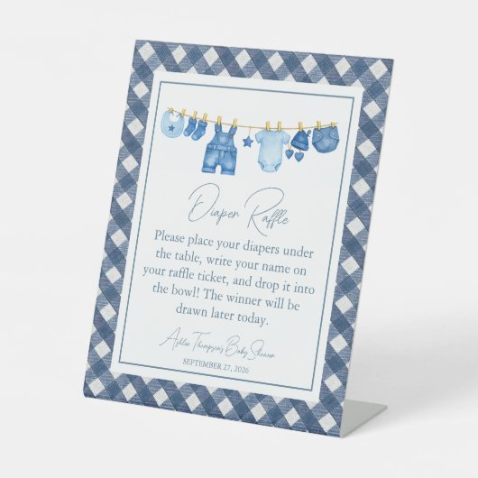 Signe De Table Baby Shower Jean Bleu (Recto)