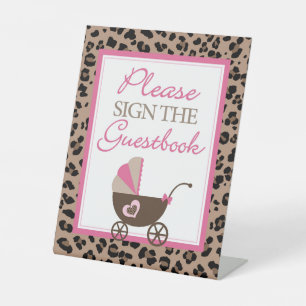 Signe De Table Baby shower Leopard et rose