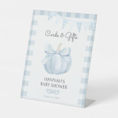 Signe De Table Baby shower Little Citrouille Bleu Cartes et Cadea (Recto)