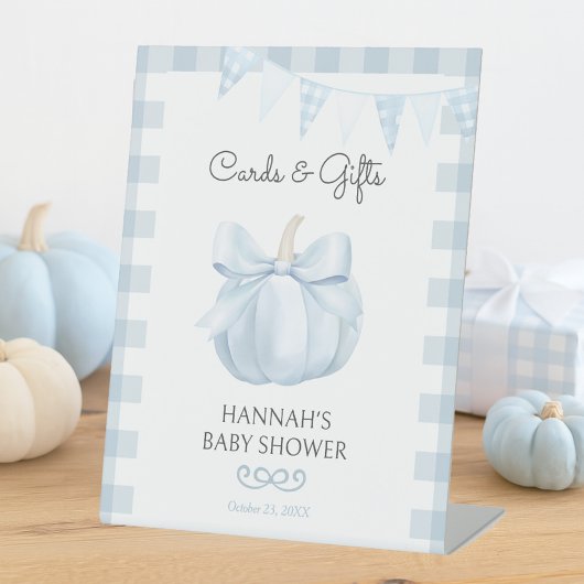 Signe De Table Baby shower Little Citrouille Bleu Cartes et Cadea