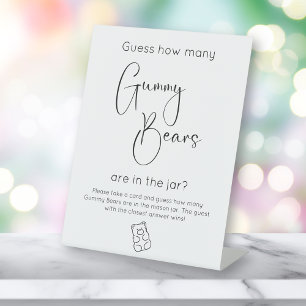 Signe De Table Baby shower Moderne Devine Combien D'Ours De Gummy