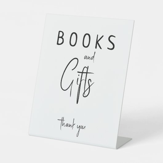 Signe De Table Baby shower moderne simple Neutral Livres et Cadea (Recto)