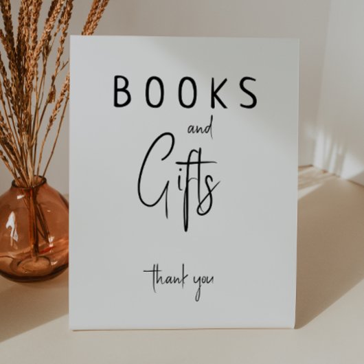 Signe De Table Baby shower moderne simple Neutral Livres et Cadea