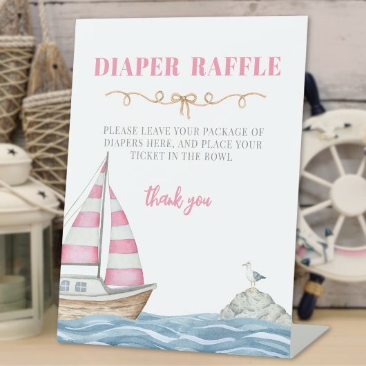 Signe De Table Baby shower Nautique Rose Barreau