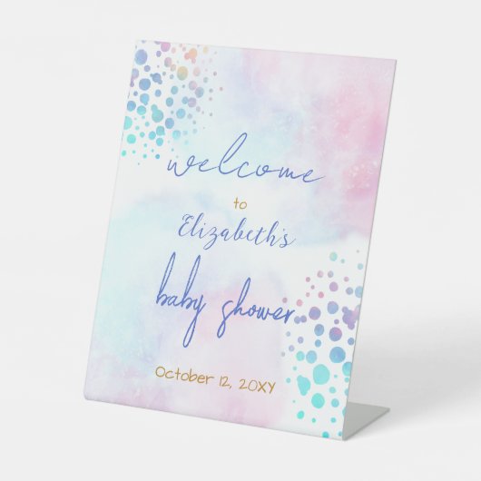 Signe De Table Baby shower neutre de couleur Splash (Recto)