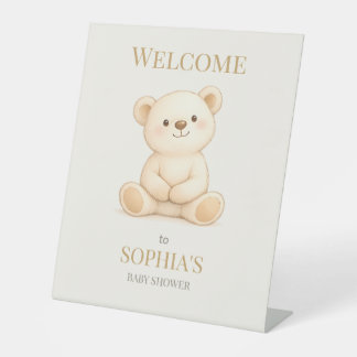 Signe De Table Baby Shower Ours en peluche neutre
