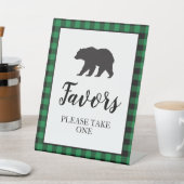 Signe De Table Baby shower Ours Vert Plaid Faveur (In SItu)