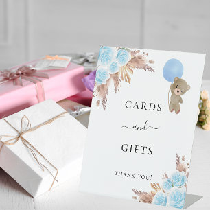 Signe De Table Baby shower pampas herbe bleu tedcard cadeaux