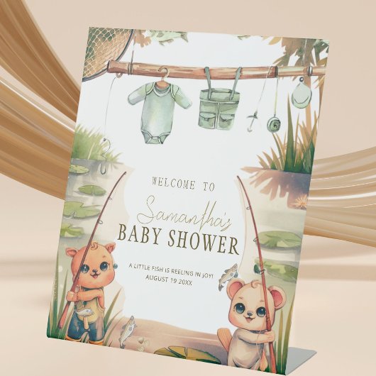 Signe De Table Baby shower pêcheur rustique neutre par sexe