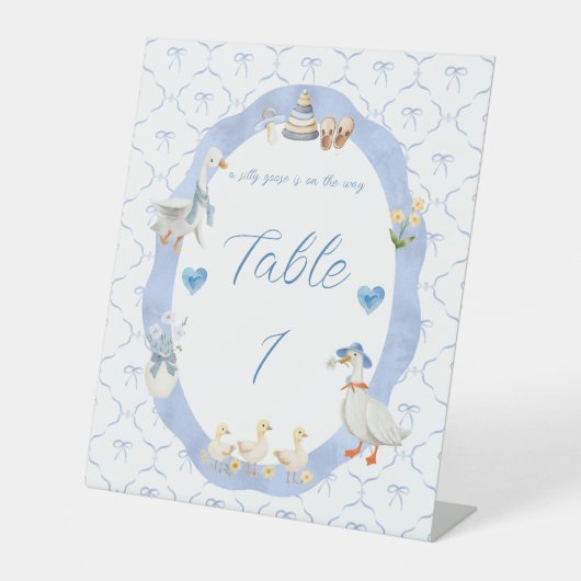 Signe De Table Baby Shower pour Garçon : Fou Rire, Nœud Fantaisis (Recto)