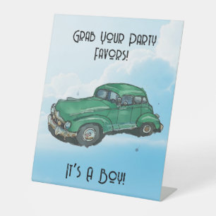 Signe De Table Baby shower pour un garçon, berline