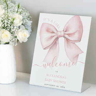 Signe De Table Baby Shower Rose C'est une Fille Coquette Bienvenu