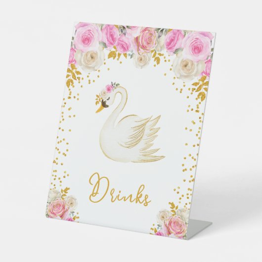Signe De Table Baby shower Rose Swan Pink et Gold (Recto)