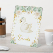 Signe De Table Baby shower Rose Swan Sage Green et Gold (In SItu)