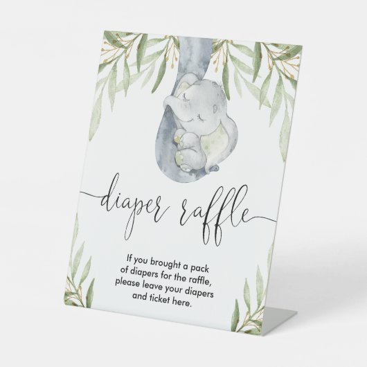 Signe De Table Baby shower safari éléphant  de tombola (Recto)
